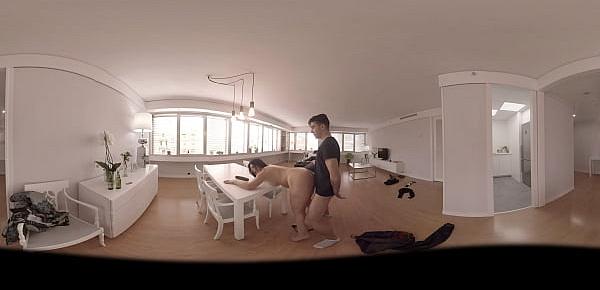 vrpornjack.com - chuby girl gets fucked on a table in VR